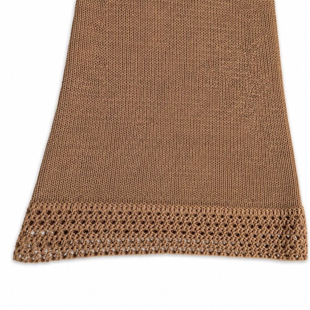 Significant Other Saoirse Midi Maxi Halter Dress Knit Crochet Biscuit Tan Size 6 - Picture 8 of 13
